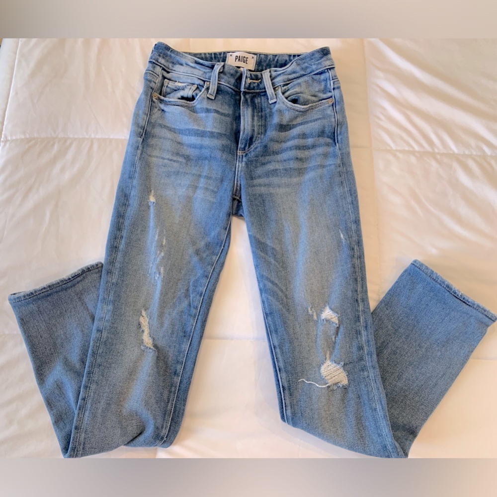 Paige Womens Size 25 Hoxton Ankle Peg Jean Stretch Straight Leg Mid Rise Denim